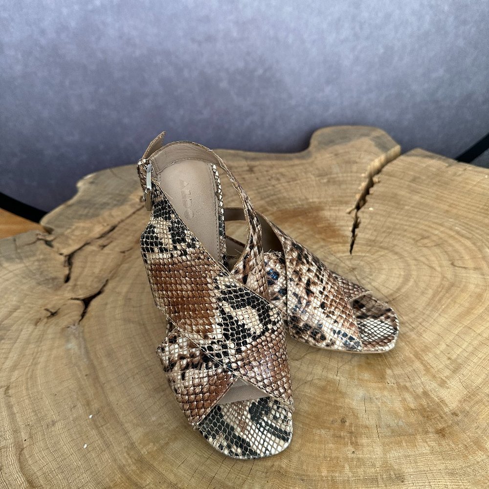 ALDO, snake skin block heel sandals